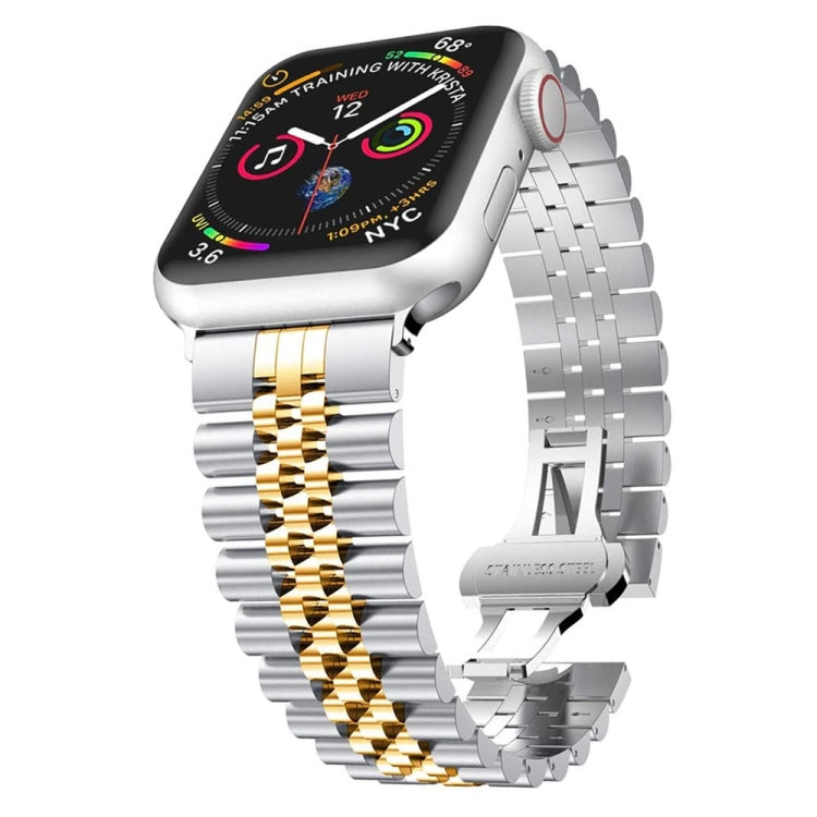 Five Beads Stainless Steel Replacement Watchbands For Apple Watch Series, 7 45mm / 6 & SE & 5 & 4 44mm / 3 & 2 & 1 42mm, 7 41mm / 6 & SE & 5 & 4 40mm / 3 & 2 & 1 38mm