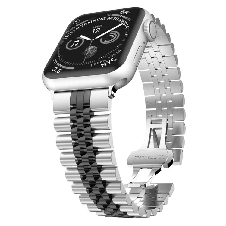 Five Beads Stainless Steel Replacement Watchbands For Apple Watch Series, 7 45mm / 6 & SE & 5 & 4 44mm / 3 & 2 & 1 42mm, 7 41mm / 6 & SE & 5 & 4 40mm / 3 & 2 & 1 38mm