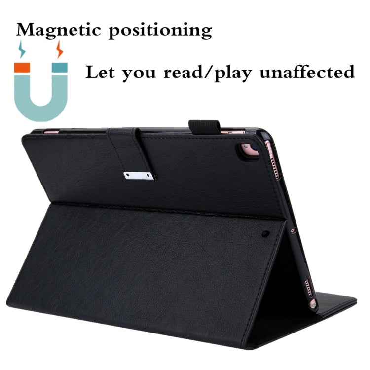 Étui en cuir à rabat horizontal style professionnel avec support, emplacement pour carte, cadre photo, portefeuille, dragonne et fonction veille/réveil, pour iPad Pro 10,5 pouces / iPad 10.2, iPad 5/6/7/8/9, iPad mini 1/2/3/4/5