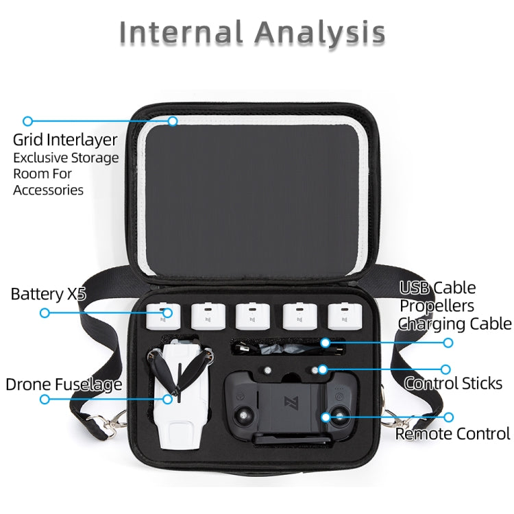 Portable Single Shoulder Storage Travel Carrying Cover Case Box with Baffle Separator for FIMI X8 mini, For FIMI X8 mini with Baffle Separator