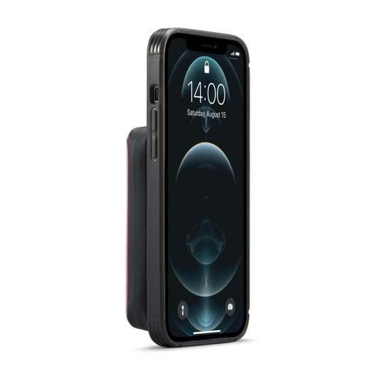 Close-up of magnetic closure mechanism on premium leather case for iPhone 12 Pro Max