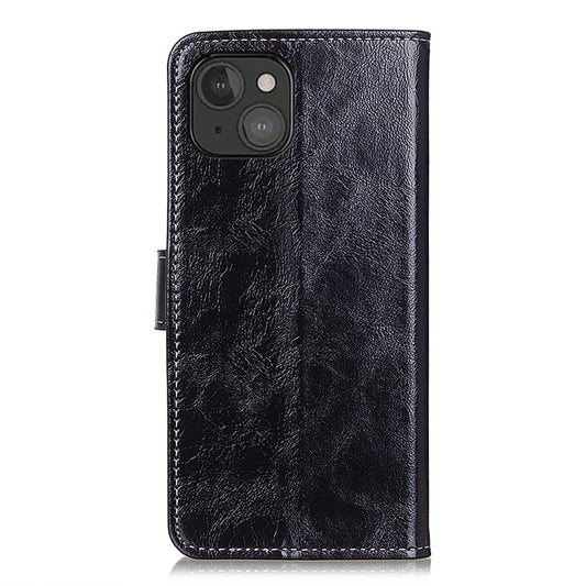 Textured brown leather iPhone 13 mini case featuring built-in card storage