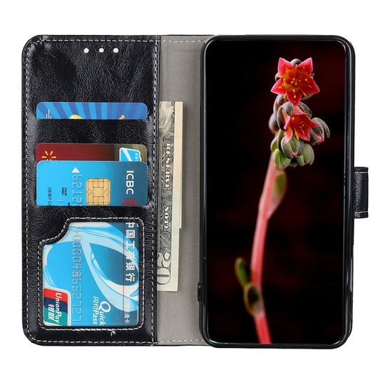 iPhone 13 Pro flip case with crazy horse leather texture and stand holder