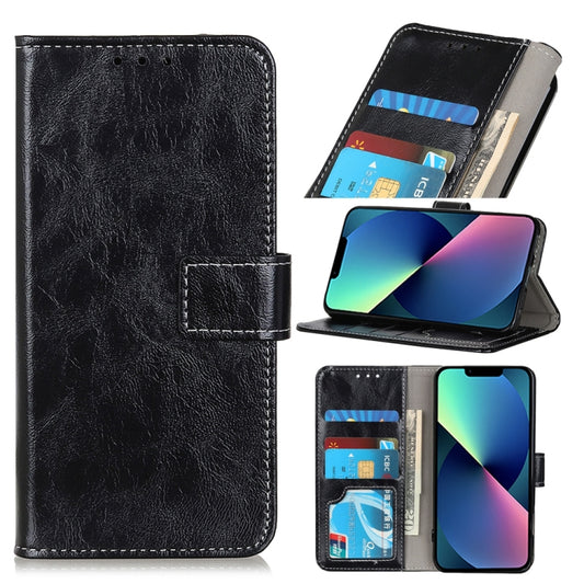 Retro crazy horse leather iPhone 13 case with flip holder and card slots