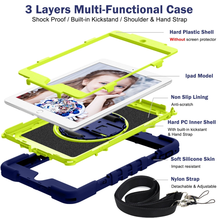 Coque antichoc en silicone et PC, rotation à 360 degrés, couleur contrastée, avec support, dragonne et bandoulière, pour iPad mini (2019) / 4, Samsung Galaxy Tab A7 10.4 (2020) T500/T505
