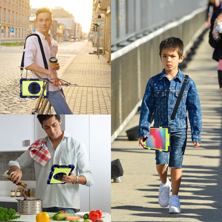 Coque antichoc en silicone et PC, rotation à 360 degrés, couleur contrastée, avec support, dragonne et bandoulière, pour iPad mini (2019) / 4, Samsung Galaxy Tab A7 10.4 (2020) T500/T505