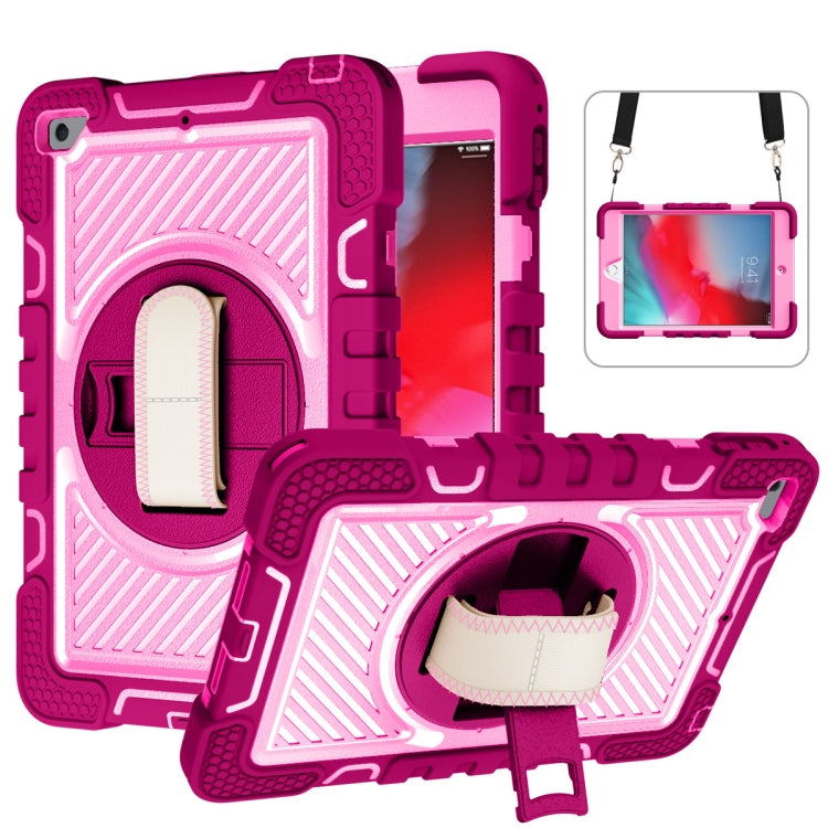 Coque antichoc en silicone et PC, rotation à 360 degrés, couleur contrastée, avec support, dragonne et bandoulière, pour iPad mini (2019) / 4, Samsung Galaxy Tab A7 10.4 (2020) T500/T505