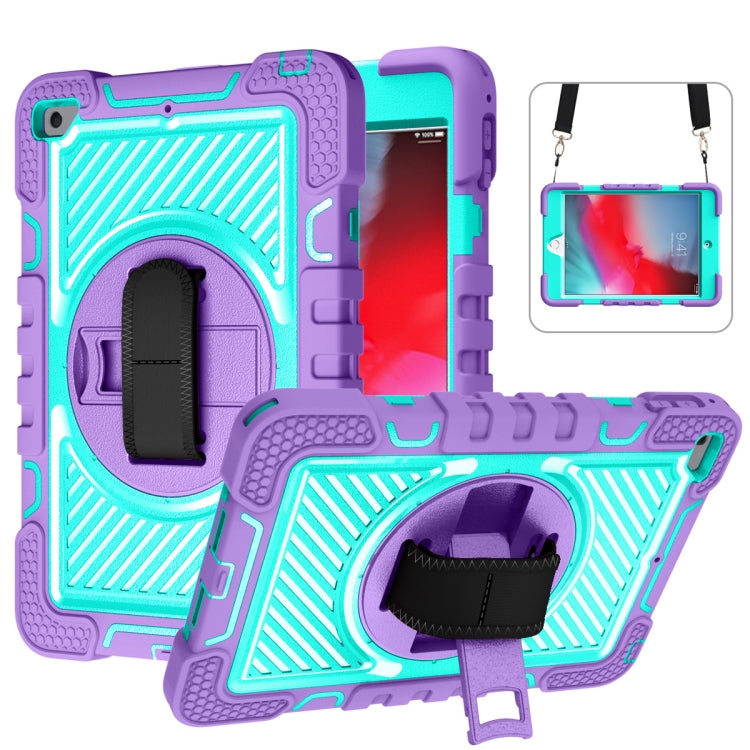 Coque antichoc en silicone et PC, rotation à 360 degrés, couleur contrastée, avec support, dragonne et bandoulière, pour iPad mini (2019) / 4, Samsung Galaxy Tab A7 10.4 (2020) T500/T505