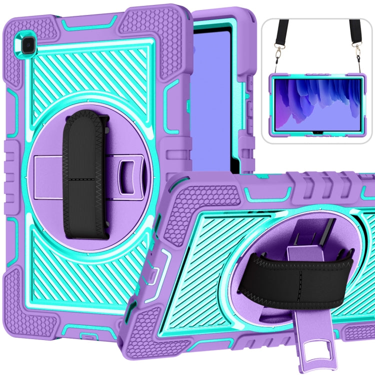 Coque antichoc en silicone et PC, rotation à 360 degrés, couleur contrastée, avec support, dragonne et bandoulière, pour iPad mini (2019) / 4, Samsung Galaxy Tab A7 10.4 (2020) T500/T505