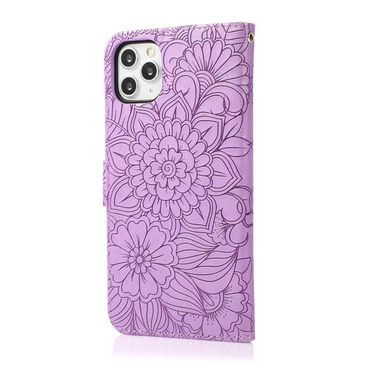 Textured embossed sunflower pattern leather case back panel for iPhone 11 Pro Max
