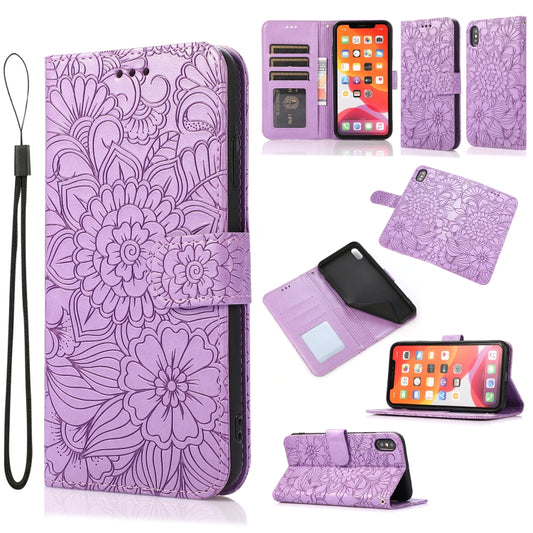 Embossed sunflower leather flip case for iPhone with card slots and wallet holder
