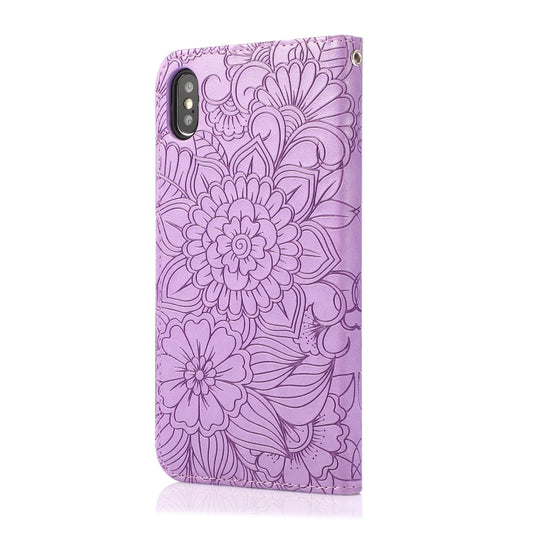 Horizontal flip design showcasing detailed sunflower embossment on premium leather
