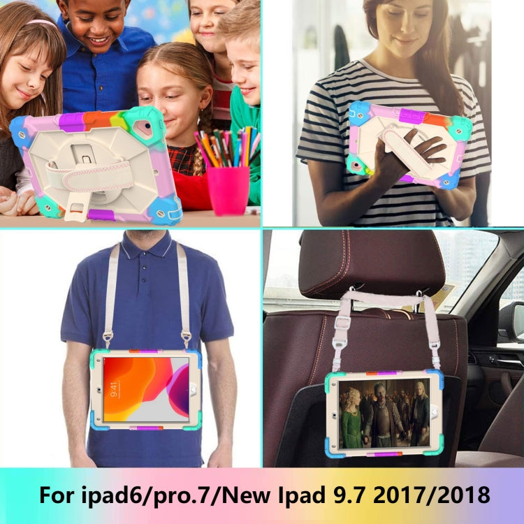 Étui de protection antichoc en silicone et PC avec support et bandoulière, motif robot contrasté, pour iPad 9.7 (2018) et (2017) / Air 2 / Air