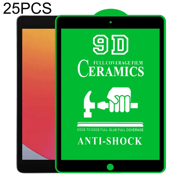 25 PCS 9D Film céramique plein écran pleine colle, pour iPad 4 / 3 / 2 9,7 pouces (25 PCS), pour iPad 10.2 2021 / 2020 / 2019 (25 PCS), pour iPad Pro 10.5 / Air 3 (25 PCS), pour iPad mini 3 / 2 / 1 (25 PCS), pour iPad mini 2019 / 4 (25 PCS) ...