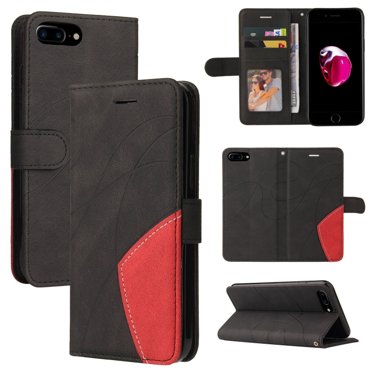 Dual-color Splicing Horizontal Flip PU Leather Case with Holder & Card Slots & Wallet, For iPhone 8 Plus / 7 Plus