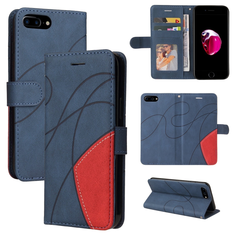 Dual-color Splicing Horizontal Flip PU Leather Case with Holder & Card Slots & Wallet, For iPhone 8 Plus / 7 Plus