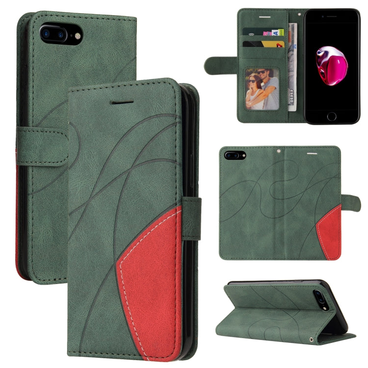 Dual-color Splicing Horizontal Flip PU Leather Case with Holder & Card Slots & Wallet, For iPhone 8 Plus / 7 Plus