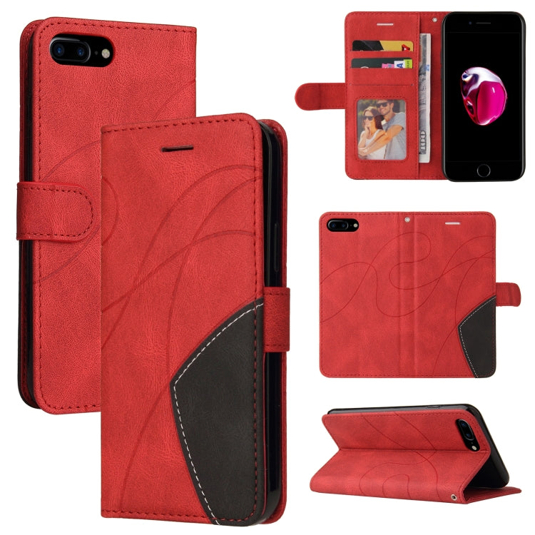 Dual-color Splicing Horizontal Flip PU Leather Case with Holder & Card Slots & Wallet, For iPhone 8 Plus / 7 Plus