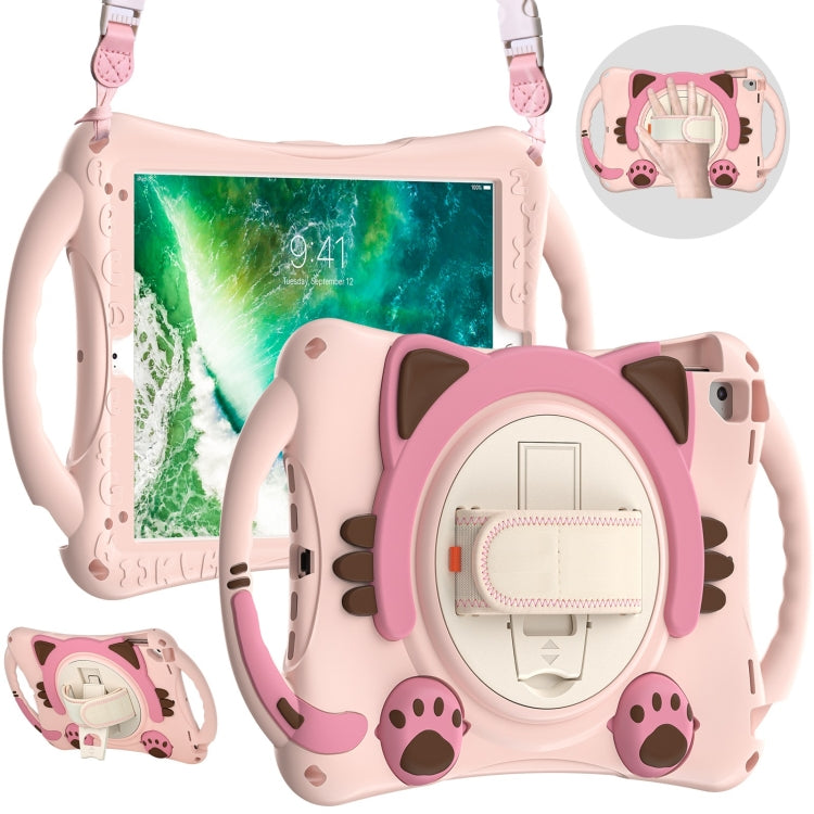 Étui de protection antichoc en EVA pour enfants, motif chat mignon, avec support, bandoulière et poignée, pour iPad 9.7 2018/2017/Air/Air 2/Pro 9.7