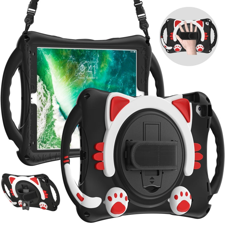 Étui de protection antichoc en EVA pour enfants, motif chat mignon, avec support, bandoulière et poignée, pour iPad 9.7 2018/2017/Air/Air 2/Pro 9.7