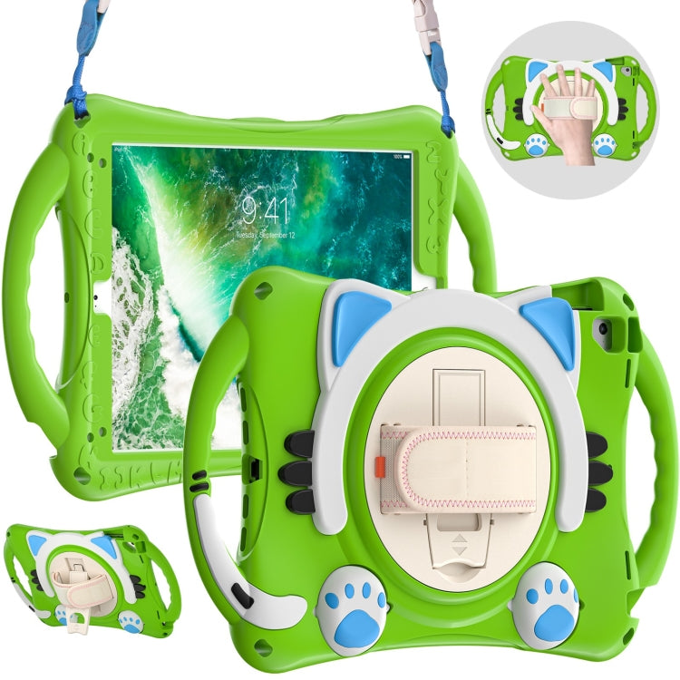 Étui de protection antichoc en EVA pour enfants, motif chat mignon, avec support, bandoulière et poignée, pour iPad 9.7 2018/2017/Air/Air 2/Pro 9.7