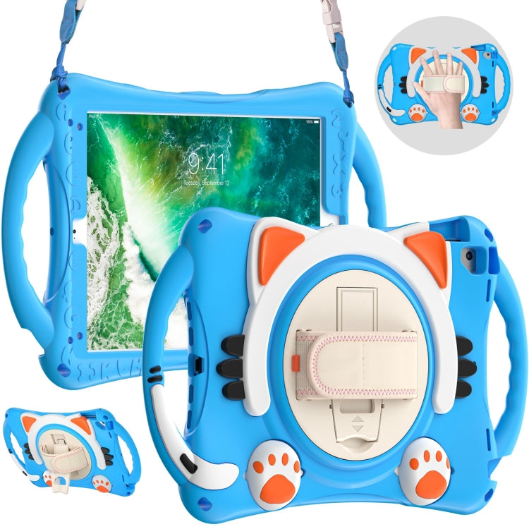 Étui de protection antichoc en EVA pour enfants, motif chat mignon, avec support, bandoulière et poignée, pour iPad 9.7 2018/2017/Air/Air 2/Pro 9.7