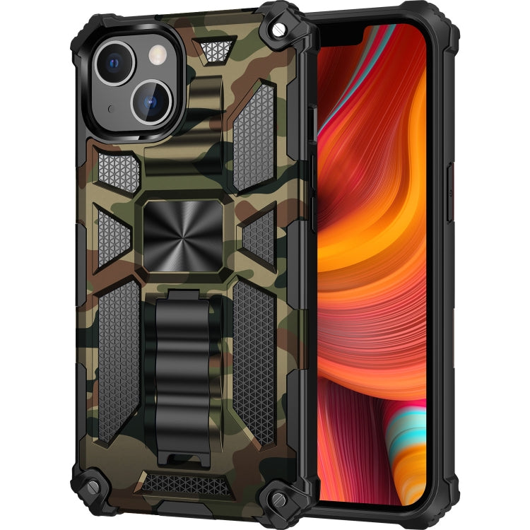 Camouflage Armor Shockproof TPU + PC Magnetic Protective Case with Holder, For iPhone 13 Pro Max, For iPhone 13, For iPhone 13 Pro