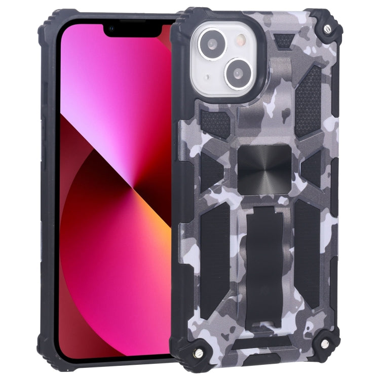 Camouflage Armor Shockproof TPU + PC Magnetic Protective Case with Holder, For iPhone 13 Pro Max, For iPhone 13, For iPhone 13 Pro