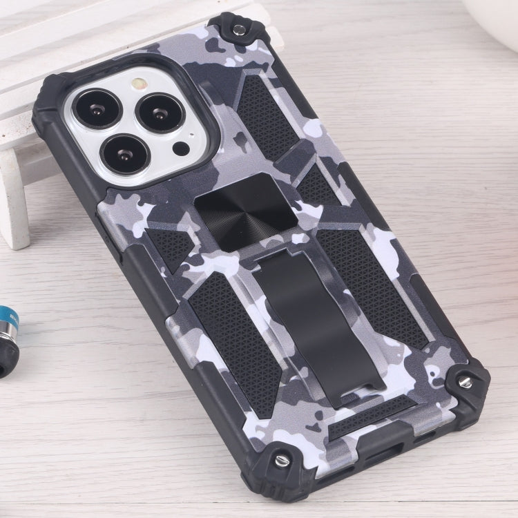 Camouflage Armor Shockproof TPU + PC Magnetic Protective Case with Holder, For iPhone 13 Pro, For iPhone 13 Pro Max, For iPhone 13