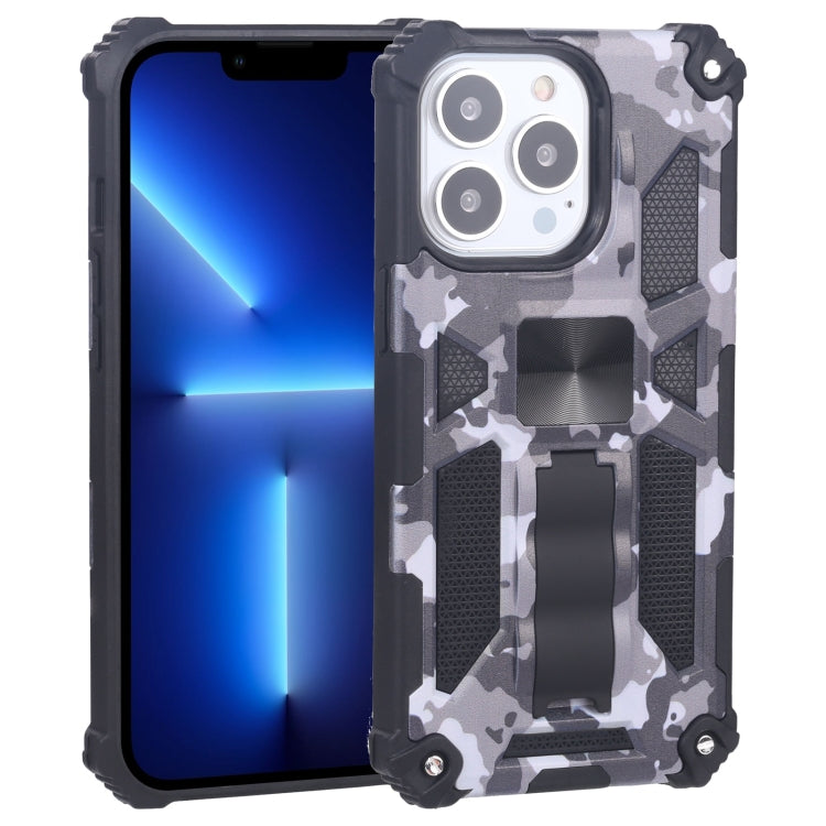 Camouflage Armor Shockproof TPU + PC Magnetic Protective Case with Holder, For iPhone 13 Pro Max, For iPhone 13, For iPhone 13 Pro