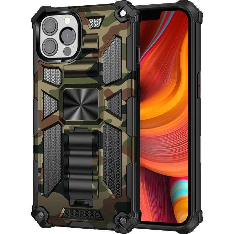 Camouflage Armor Shockproof TPU + PC Magnetic Protective Case with Holder, For iPhone 13 Pro Max, For iPhone 13, For iPhone 13 Pro
