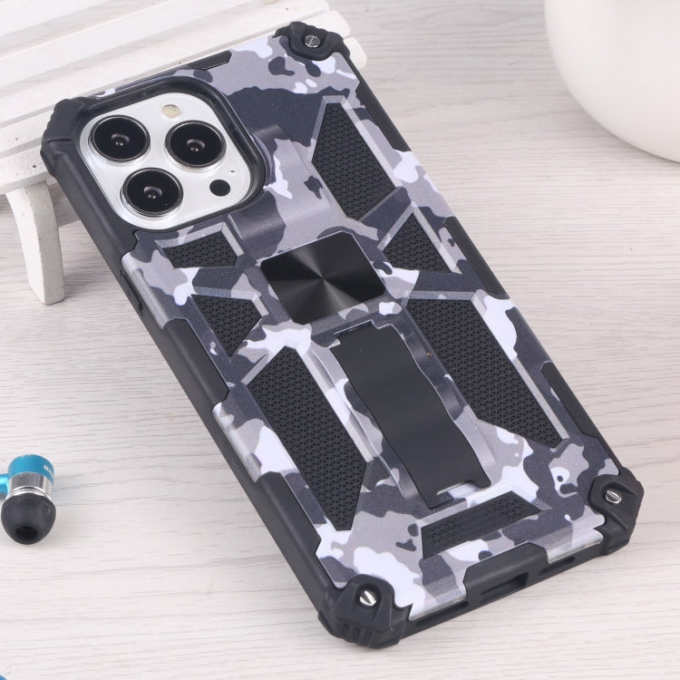 Camouflage Armor Shockproof TPU + PC Magnetic Protective Case with Holder, For iPhone 13 Pro Max, For iPhone 13, For iPhone 13 Pro