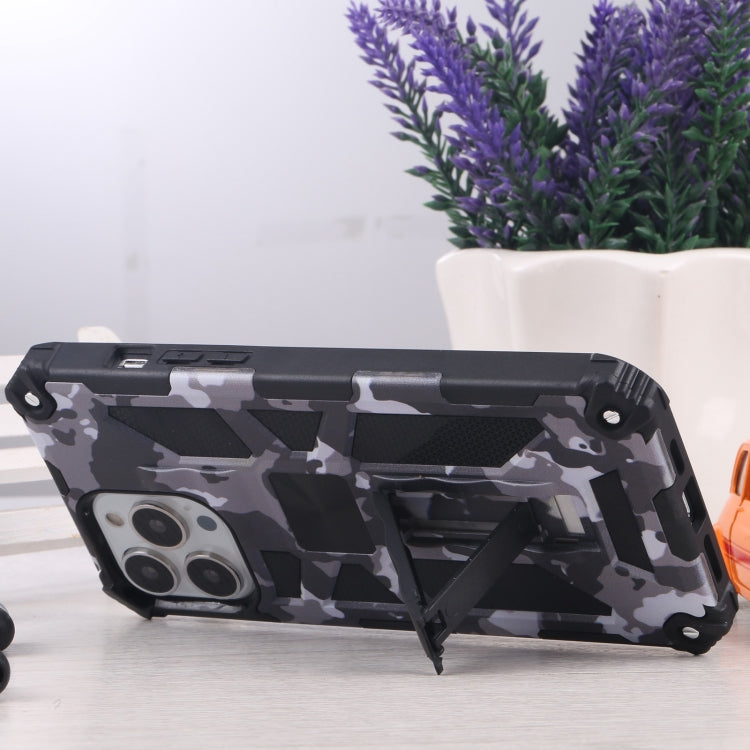 Camouflage Armor Shockproof TPU + PC Magnetic Protective Case with Holder, For iPhone 13 Pro Max, For iPhone 13, For iPhone 13 Pro