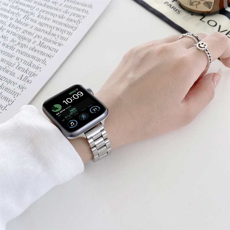 Three-beads Steel Replacement Strap Watchband, For Apple Watch Series 7  41mm / & 6 & SE & 5 & 4 40mm, For Apple Watch Series  7  45mm / & 6 & SE & 5 & 4 44mm, For Apple Watch Ultra 49mm&Watch Ultra 2 49mm, For Apple Watch Series 9&8&7 41mm