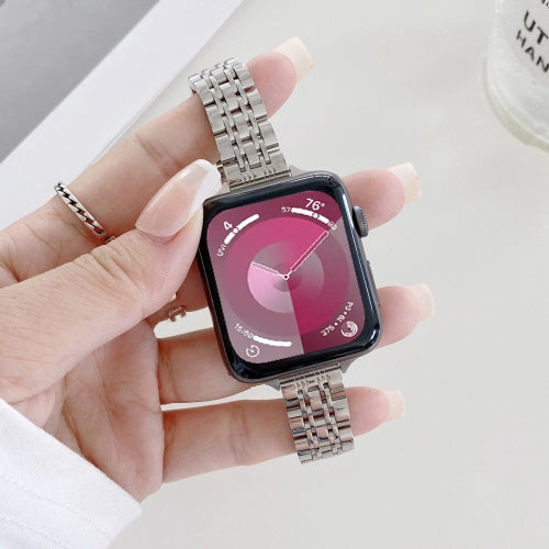 Seven-beads Steel Replacement Strap Watchband, For Apple Watch Ultra 49mm, For Apple Watch Series 9&8&7 41mm, For Apple Watch Series 7  41mm / & 6 & SE & 5 & 4 40mm, For Apple Watch Series  7  45mm / & 6 & SE & 5 & 4 44mm