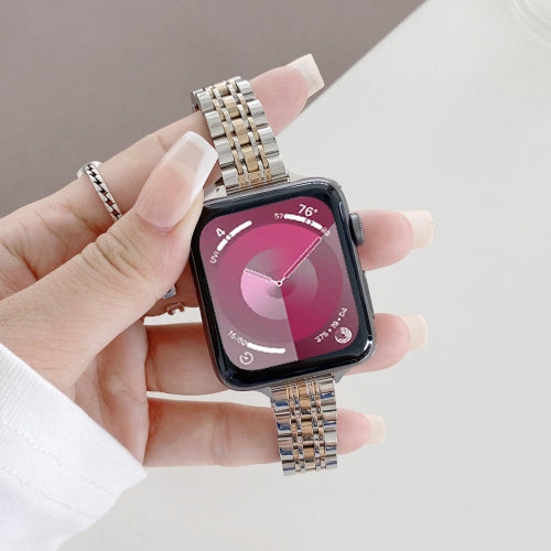 Seven-beads Steel Replacement Strap Watchband, For Apple Watch Ultra 49mm, For Apple Watch Series 9&8&7 41mm, For Apple Watch Series 7  41mm / & 6 & SE & 5 & 4 40mm, For Apple Watch Series  7  45mm / & 6 & SE & 5 & 4 44mm