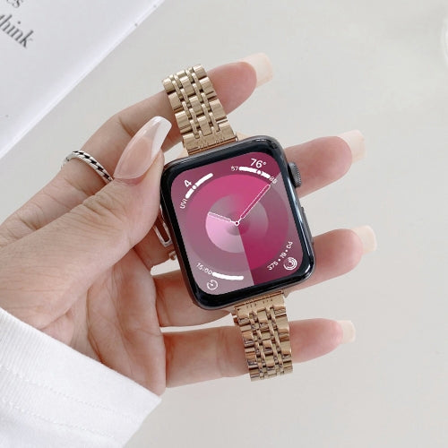 Seven-beads Steel Replacement Strap Watchband, For Apple Watch Ultra 49mm, For Apple Watch Series 9&8&7 41mm, For Apple Watch Series 7  41mm / & 6 & SE & 5 & 4 40mm, For Apple Watch Series  7  45mm / & 6 & SE & 5 & 4 44mm