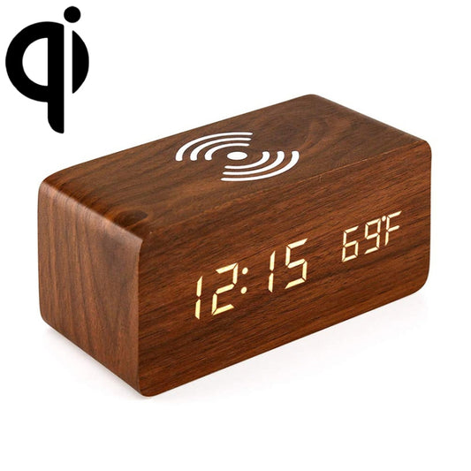Sleek wood design wireless charging pad with smart mirror LED screen