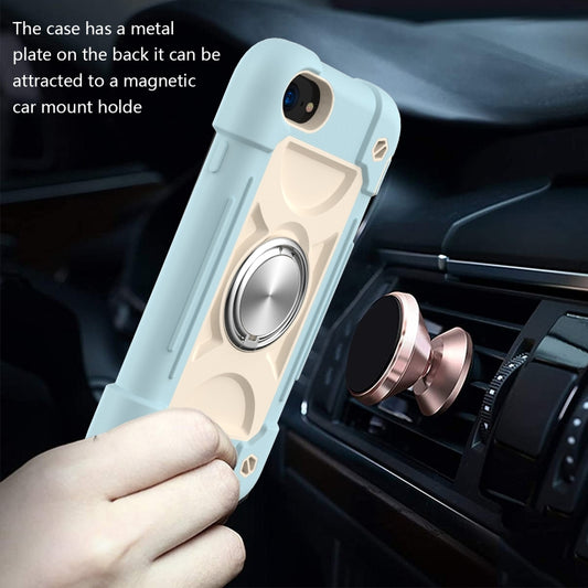 iPhone SE 2022 2020 shockproof silicone PC case with kickstand