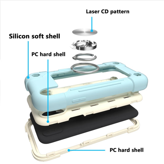 Dual-ring holder mechanism on shockproof iPhone X XS XR protective case