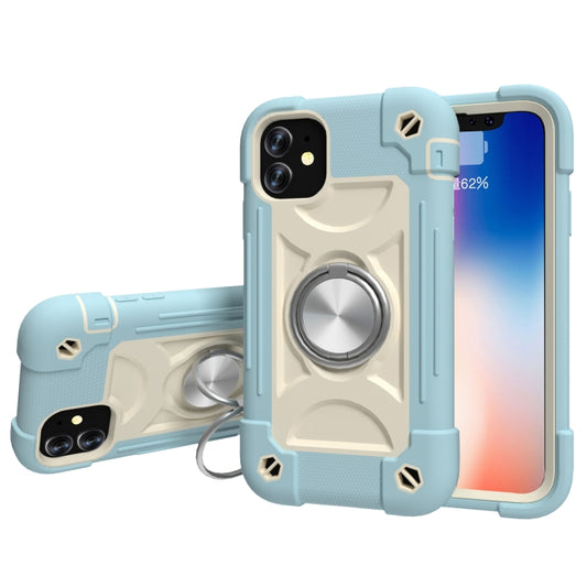 Shockproof silicone and PC dual-ring iPhone 11 Pro Max protective case in black