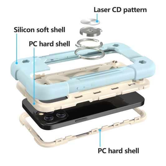 Dual-ring holder mounted on back of protective iPhone 12 Pro Max case