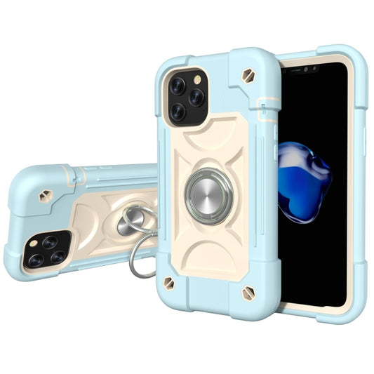 Shockproof silicone PC protective case with dual-ring holder for iPhone 12 Pro Max