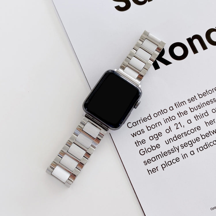 Three Beads Ceramics Steel Replacement Strap Watchband For Apple Watch Series, 7 41mm / 6 & SE & 5 & 4 40mm / 3 & 2 & 1 38mm, 7 45mm / 6 & SE & 5 & 4 44mm / 3 & 2 & 1 42mm