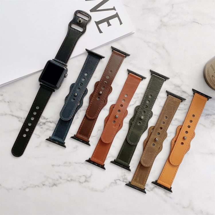 8-shape Buckle Retro Leather Replacement Strap Watchband For Apple Watch Series, 7 41mm / 6 & SE & 5 & 4 40mm / 3 & 2 & 1 38mm, 7 45mm / 6 & SE & 5 & 4 44mm / 3 & 2 & 1 42mm
