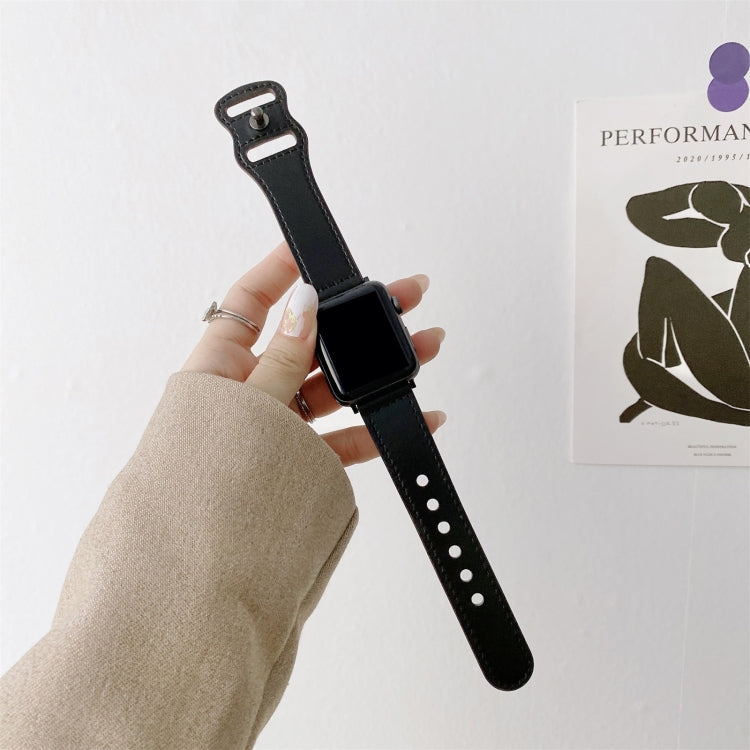 8-shape Buckle Retro Leather Replacement Strap Watchband For Apple Watch Series, 7 41mm / 6 & SE & 5 & 4 40mm / 3 & 2 & 1 38mm, 7 45mm / 6 & SE & 5 & 4 44mm / 3 & 2 & 1 42mm