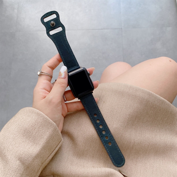 8-shape Buckle Retro Leather Replacement Strap Watchband For Apple Watch Series, 7 41mm / 6 & SE & 5 & 4 40mm / 3 & 2 & 1 38mm, 7 45mm / 6 & SE & 5 & 4 44mm / 3 & 2 & 1 42mm