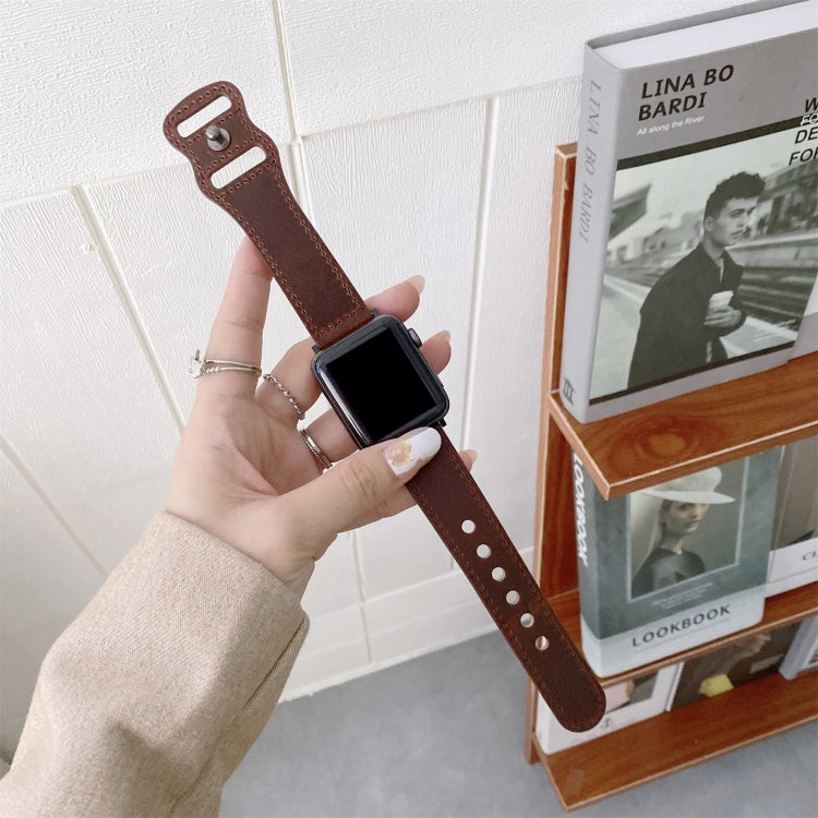 8-shape Buckle Retro Leather Replacement Strap Watchband For Apple Watch Series, 7 41mm / 6 & SE & 5 & 4 40mm / 3 & 2 & 1 38mm, 7 45mm / 6 & SE & 5 & 4 44mm / 3 & 2 & 1 42mm