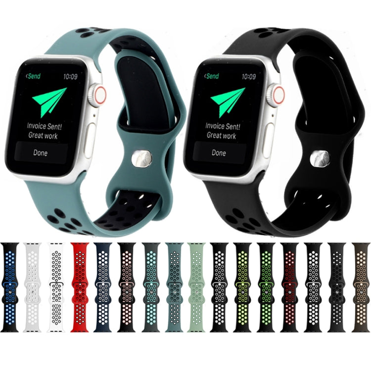 Butterfly Buckle Dual-tone Liquid Silicone Replacement Watchband For Apple Watch Series, 7 41mm / 6 & SE & 5 & 4 40mm / 3 & 2 & 1 38mm