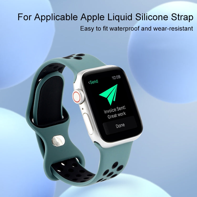 Butterfly Buckle Dual-tone Liquid Silicone Replacement Watchband For Apple Watch Series, 7 41mm / 6 & SE & 5 & 4 40mm / 3 & 2 & 1 38mm